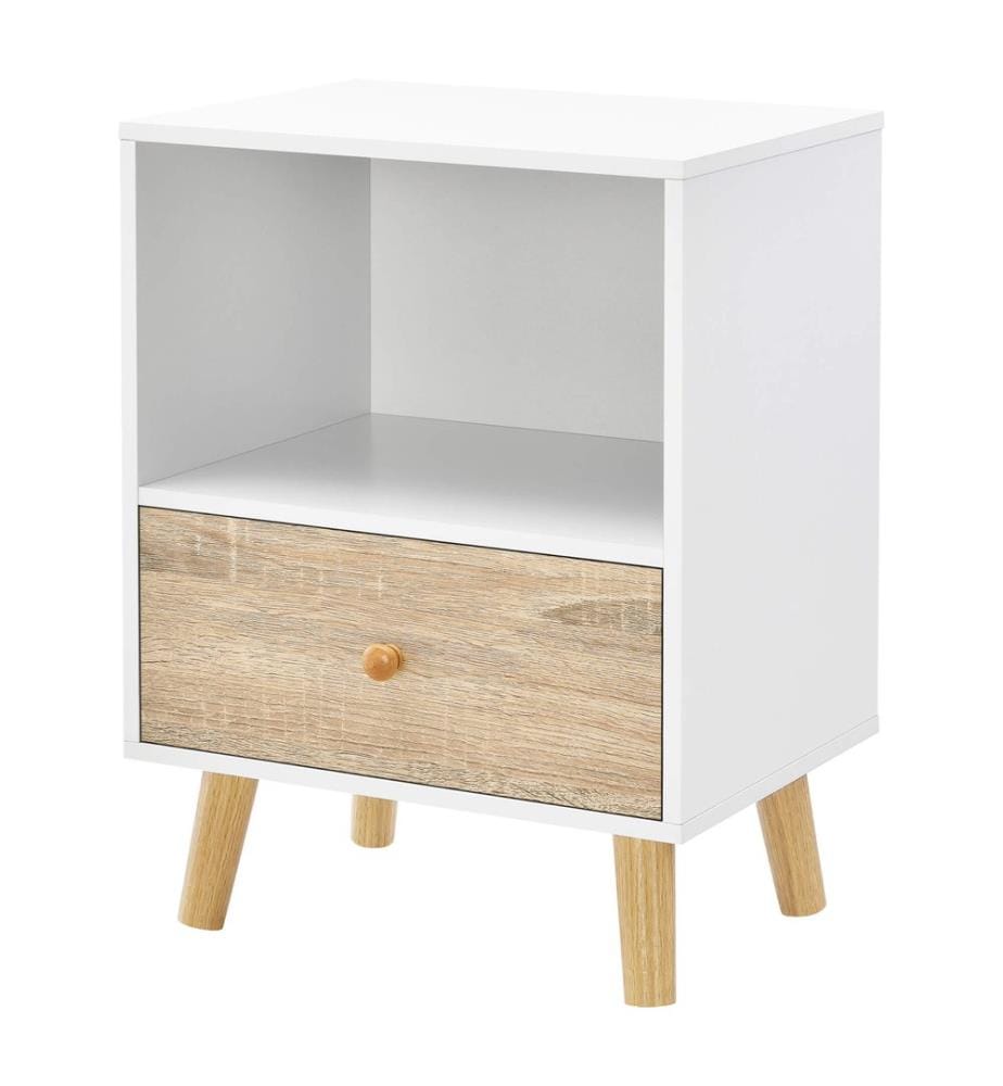 Nachttisch Beistelltisch Sundsvall 40x30x54 cm Weiss Eiche