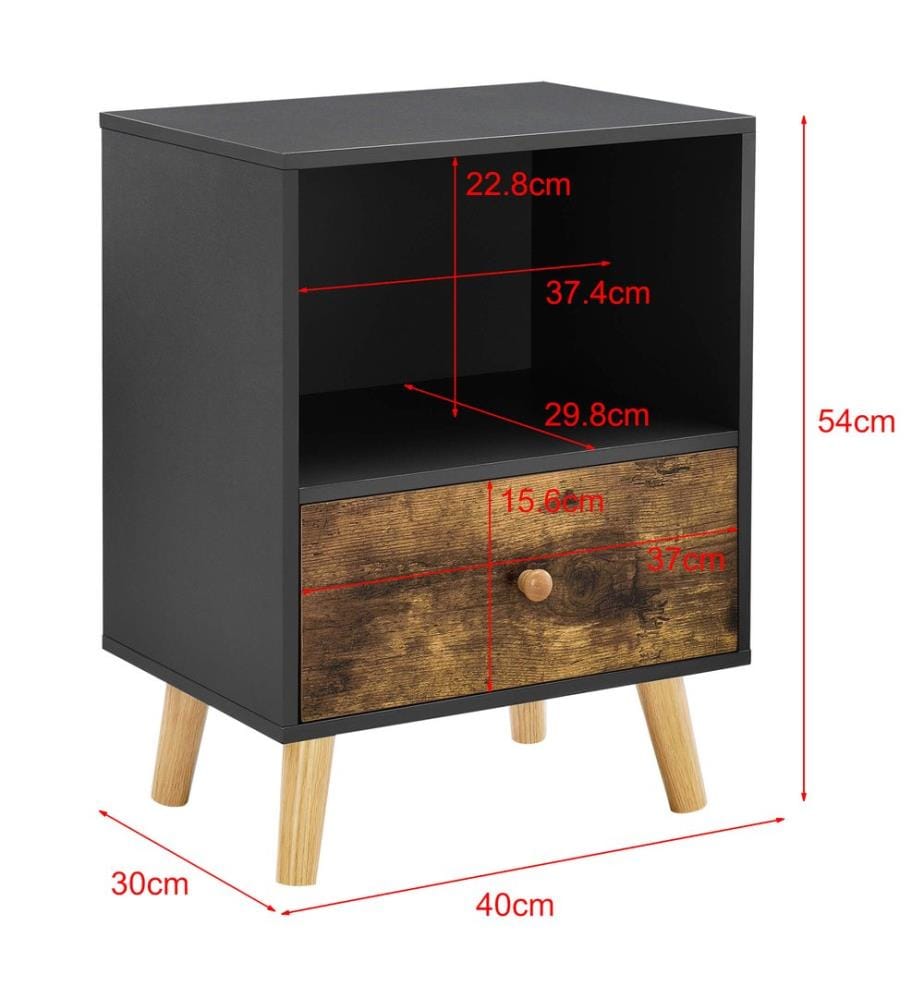 Nachttisch Beistelltisch Sundsvall 40x30x54 cm Schwarz