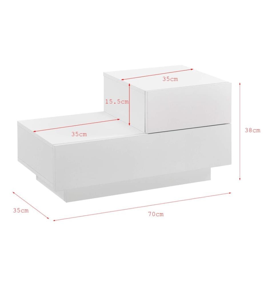 Nachttisch Sebokeng 38x70x35 cm mit Schubade Weiss