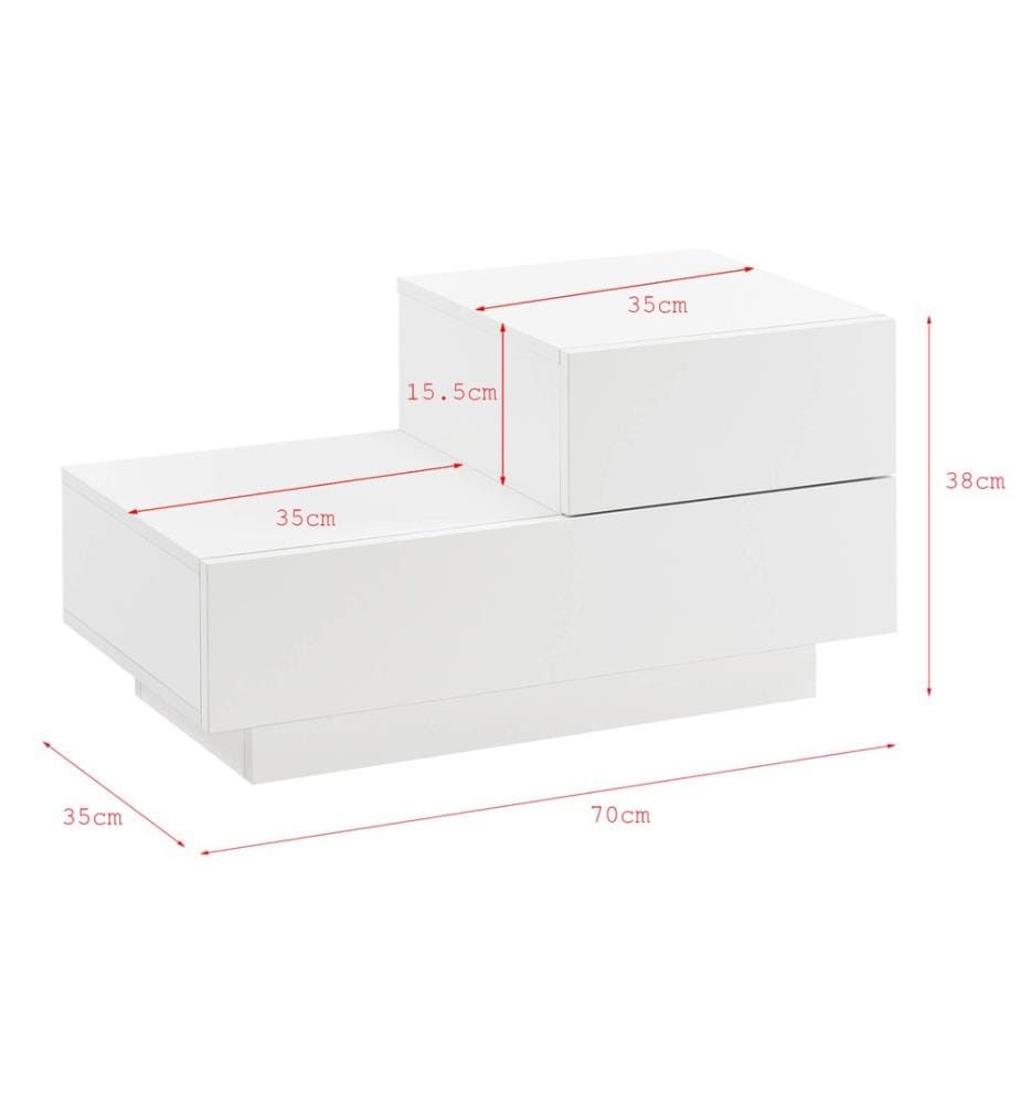 Nachttisch Sebokeng 38x70x35 cm mit Schublade Weiss
