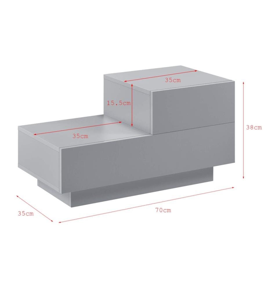 Nachttisch Sebokeng 38x70x35 cm mit Schublade Hellgrau