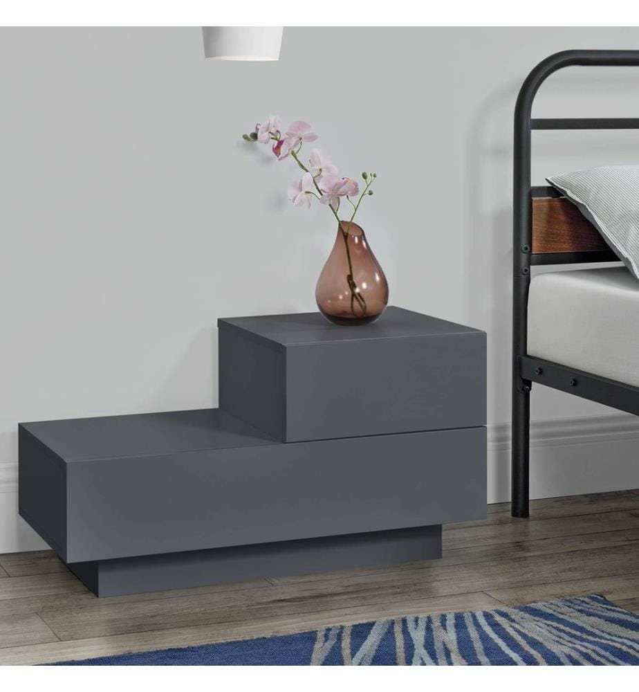 Nachttisch Sebokeng 38x70x35 cm mit Schublade Dunkelgrau