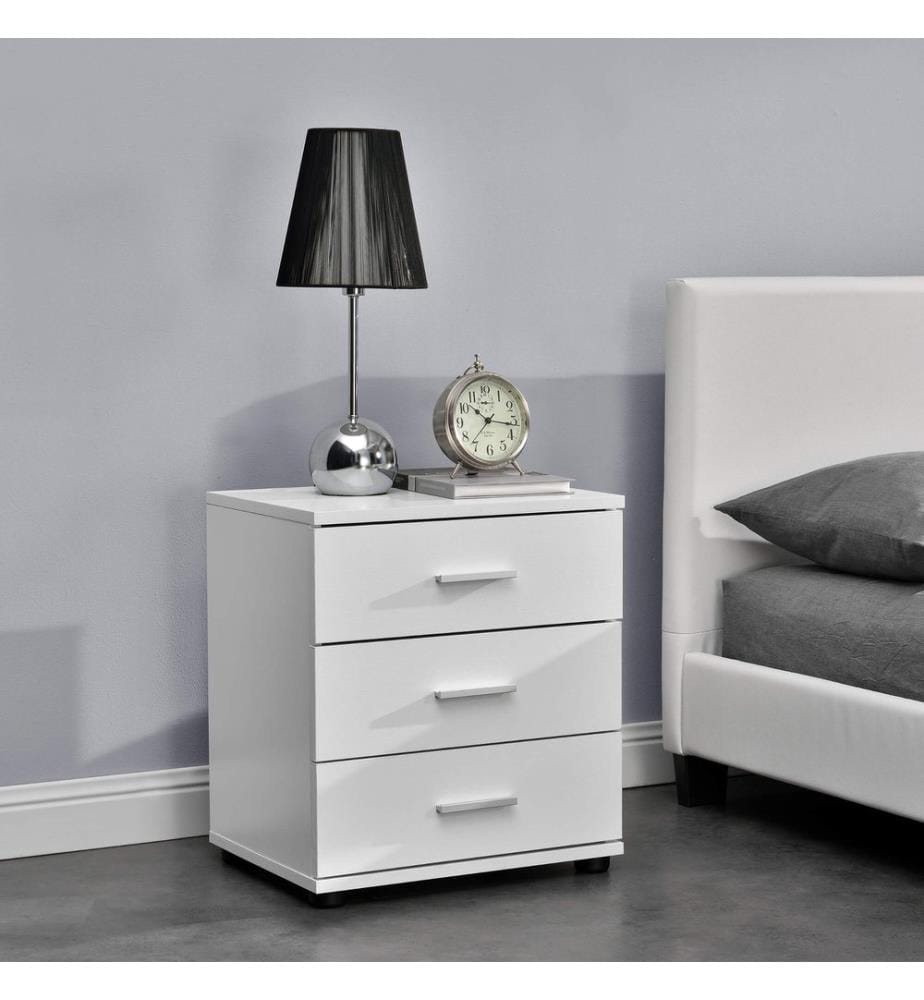 Nachttisch Jette 45x50x34 cm 3 Schubladen Weiss