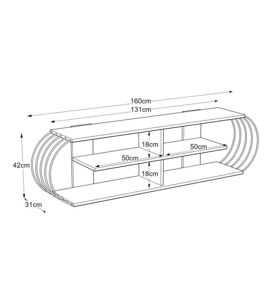 Fernsehtisch Robertsfors 160x31x42 cm Eicheoptik Weiss