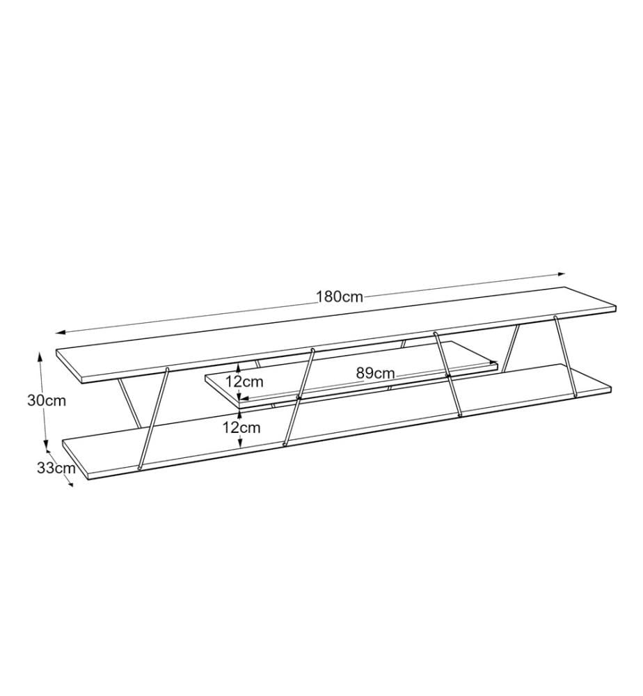 Fernsehtisch Säffle 180x33x30 cm Eicheoptik Schwarz