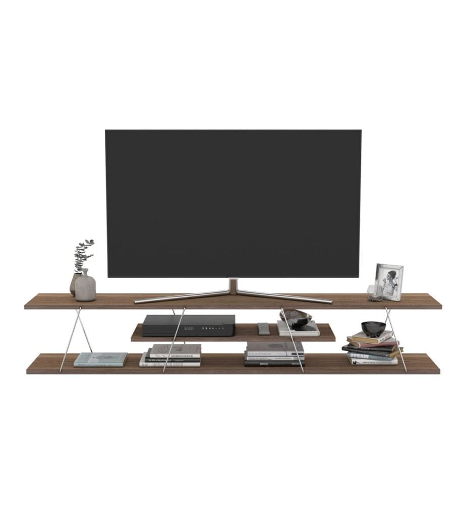 Fernsehtisch Säffle 180x33x30 cm Walnussoptik Chromfarben