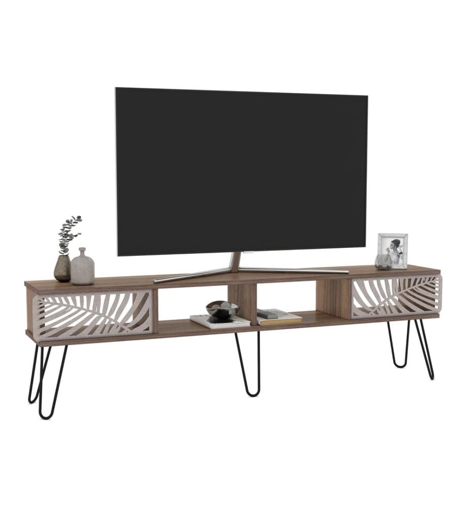 Fernsehtisch Salangen 180x30x49 cm Walnuss-Optik Schwarz