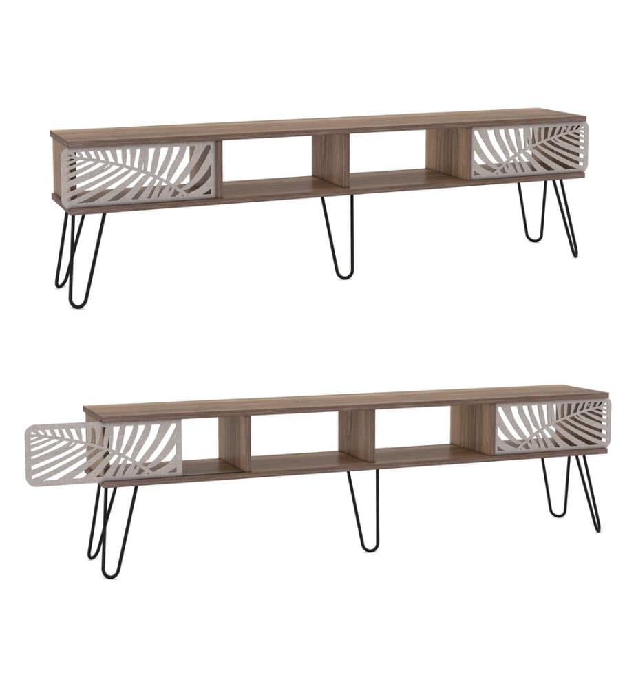 Fernsehtisch Salangen 180x30x49 cm Walnuss-Optik Schwarz