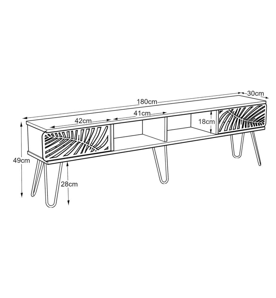 Fernsehtisch Salangen 180x30x49 cm Walnuss-Optik Schwarz