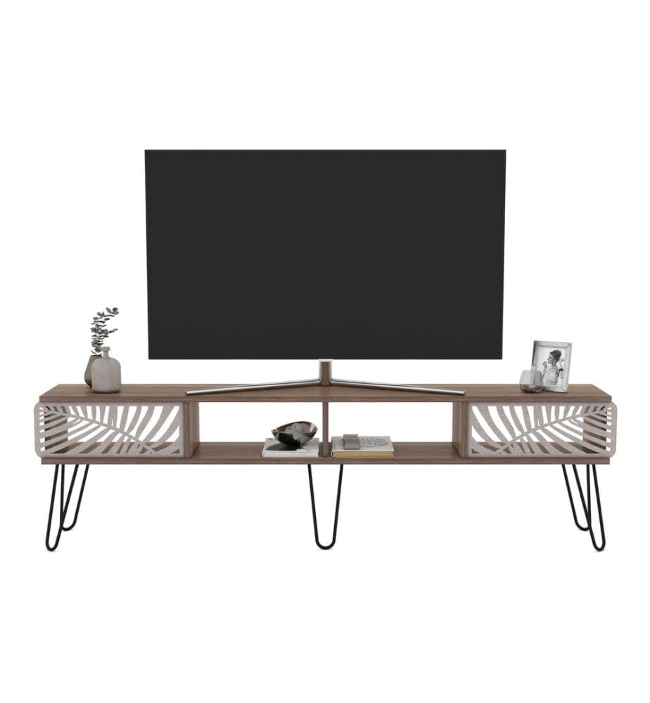 Fernsehtisch Salangen 180x30x49 cm Walnuss-Optik Schwarz