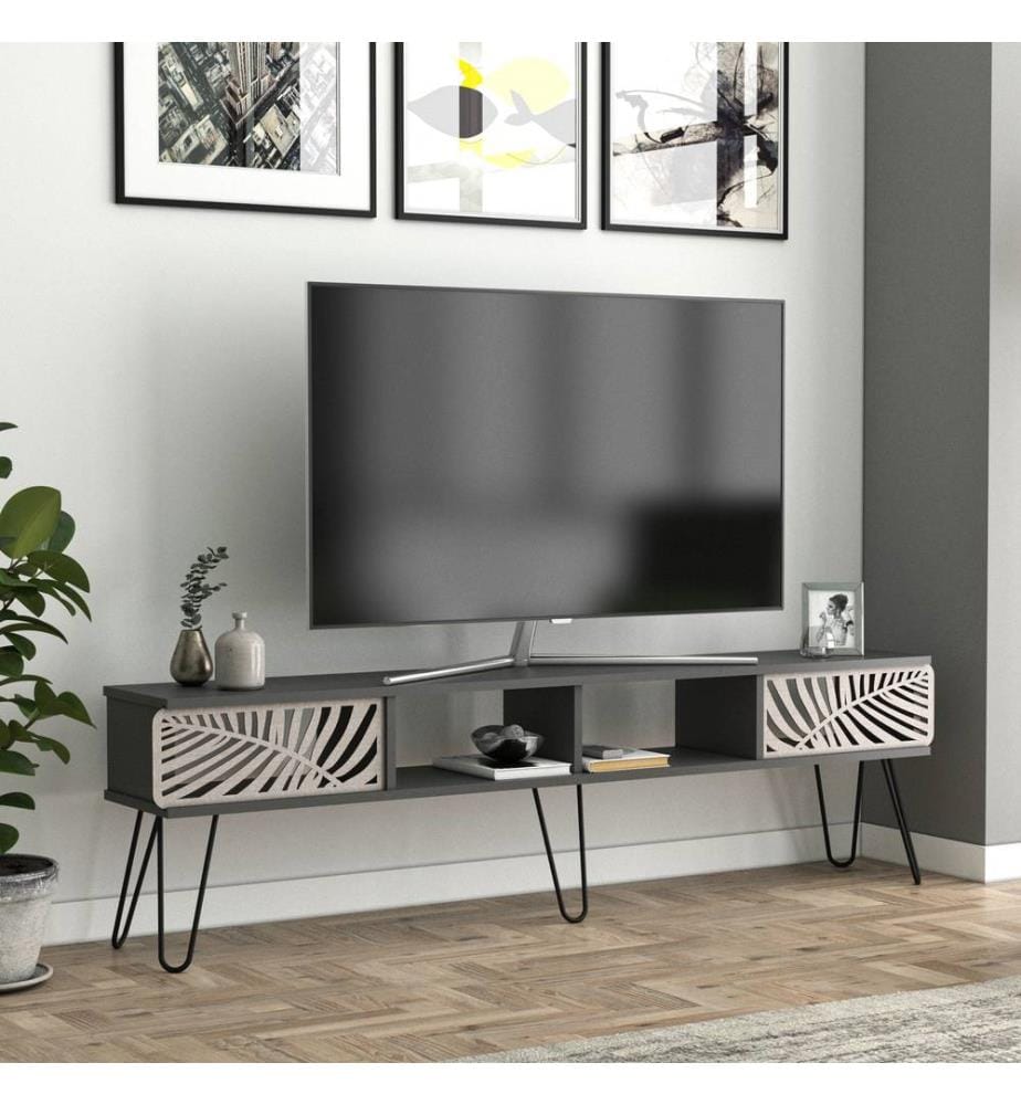 Fernsehtisch Salangen 180x30x49 cm Anthrazit Schwarz