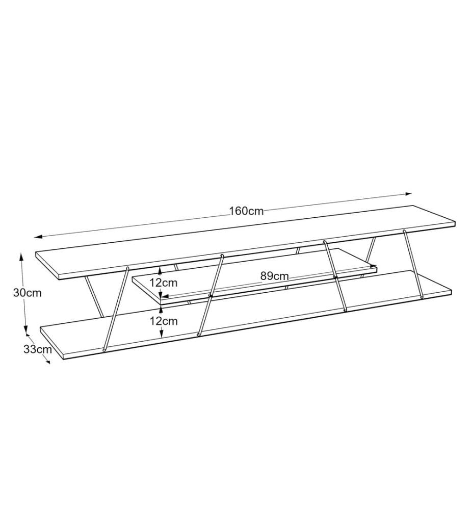 Fernsehtisch Säffle 160x33x30 cm Walnussoptik Chromfarben