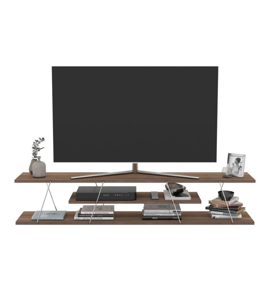 Fernsehtisch Säffle 160x33x30 cm Walnussoptik Chromfarben