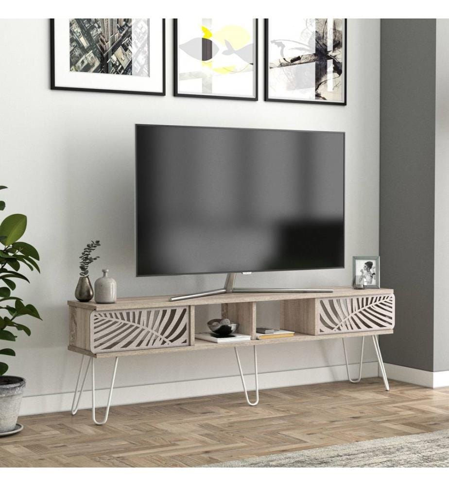 Fernsehtisch Salangen 160x30x49 cm Eicheoptik Weiss