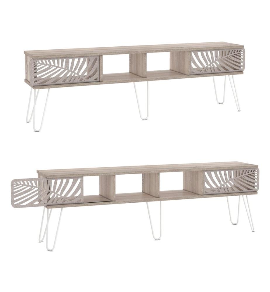 Fernsehtisch Salangen 160x30x49 cm Eicheoptik Weiss