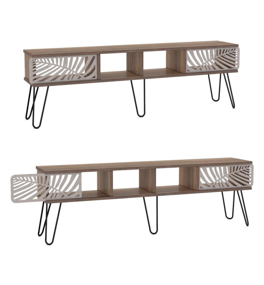Meuble TV Salangen 160 x 30 x 49 cm, aspect noyer noir