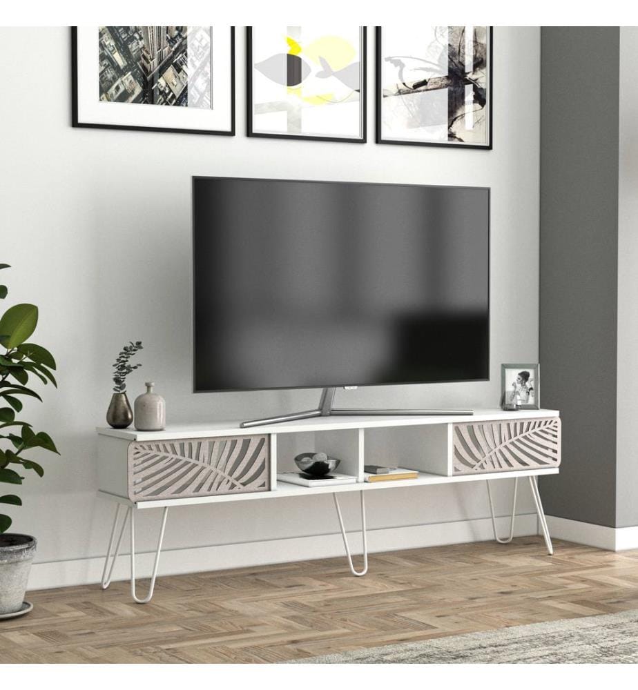 Meuble TV Salangen 160 x 30 x 49 cm, blanc