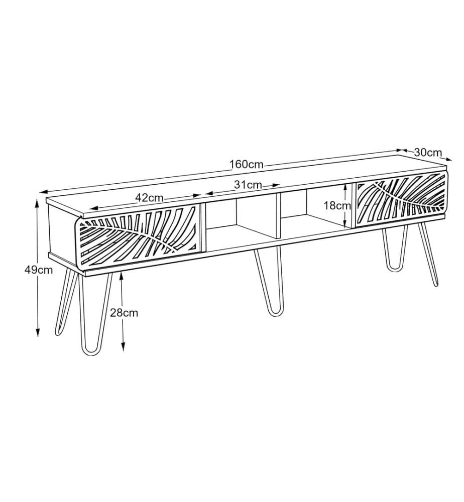 Meuble TV Salangen 160 x 30 x 49 cm, blanc