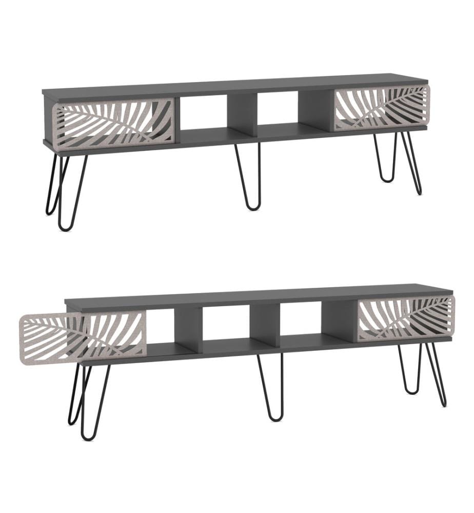 Meuble TV Salangen 160 x 30 x 49 cm, noir anthracite