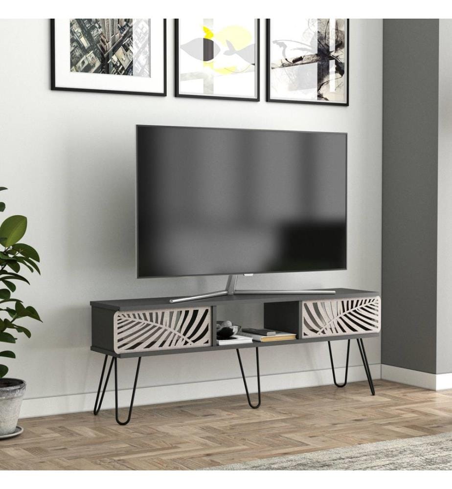 Meuble TV Salangen 139 x 30 x 49 cm, noir anthracite