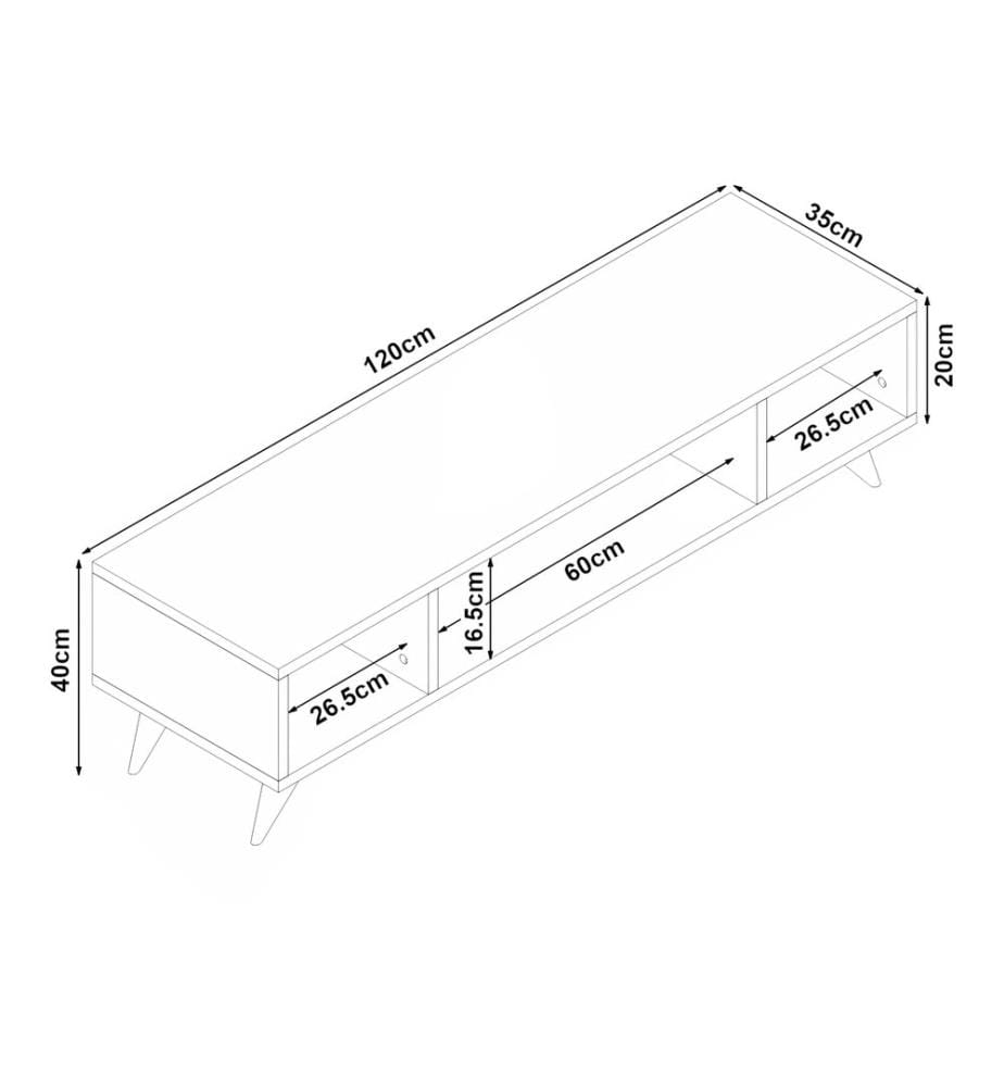 Fernsehtisch Sottunga 120x35x40 cm Cordoba-Eiche