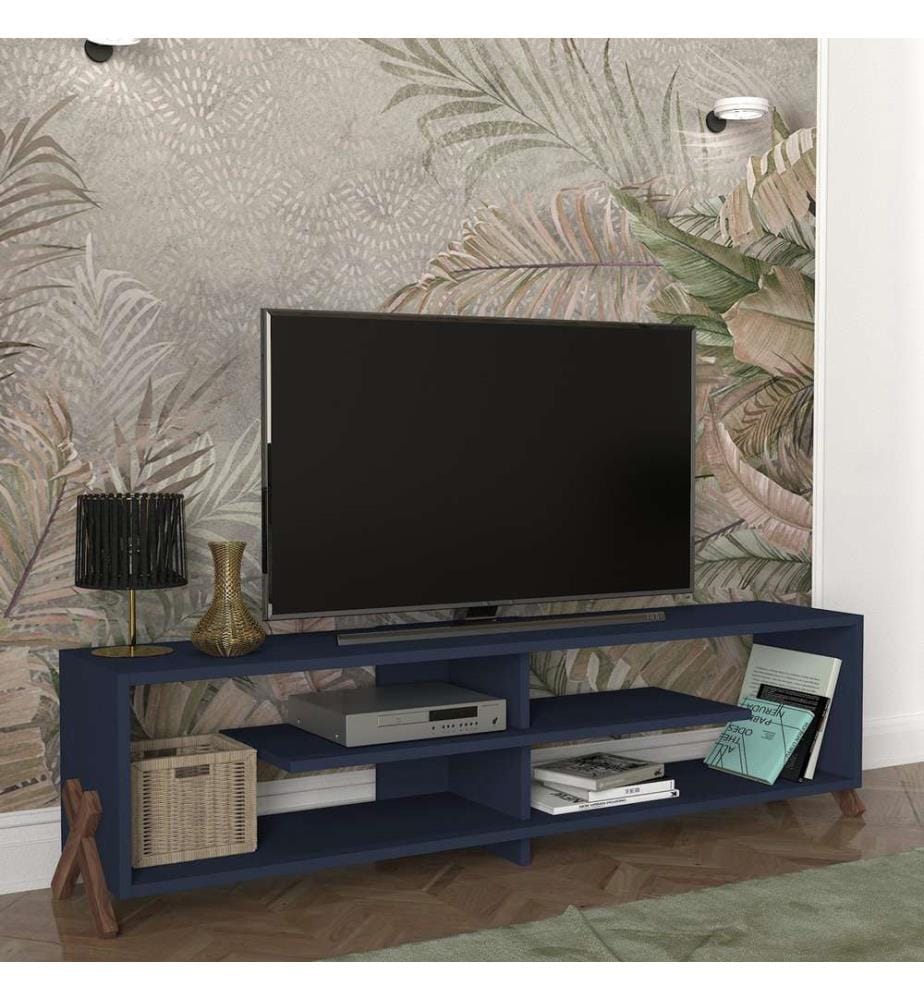Meuble TV Perho 147,5 x 29,5 x 38,5 cm Bleu