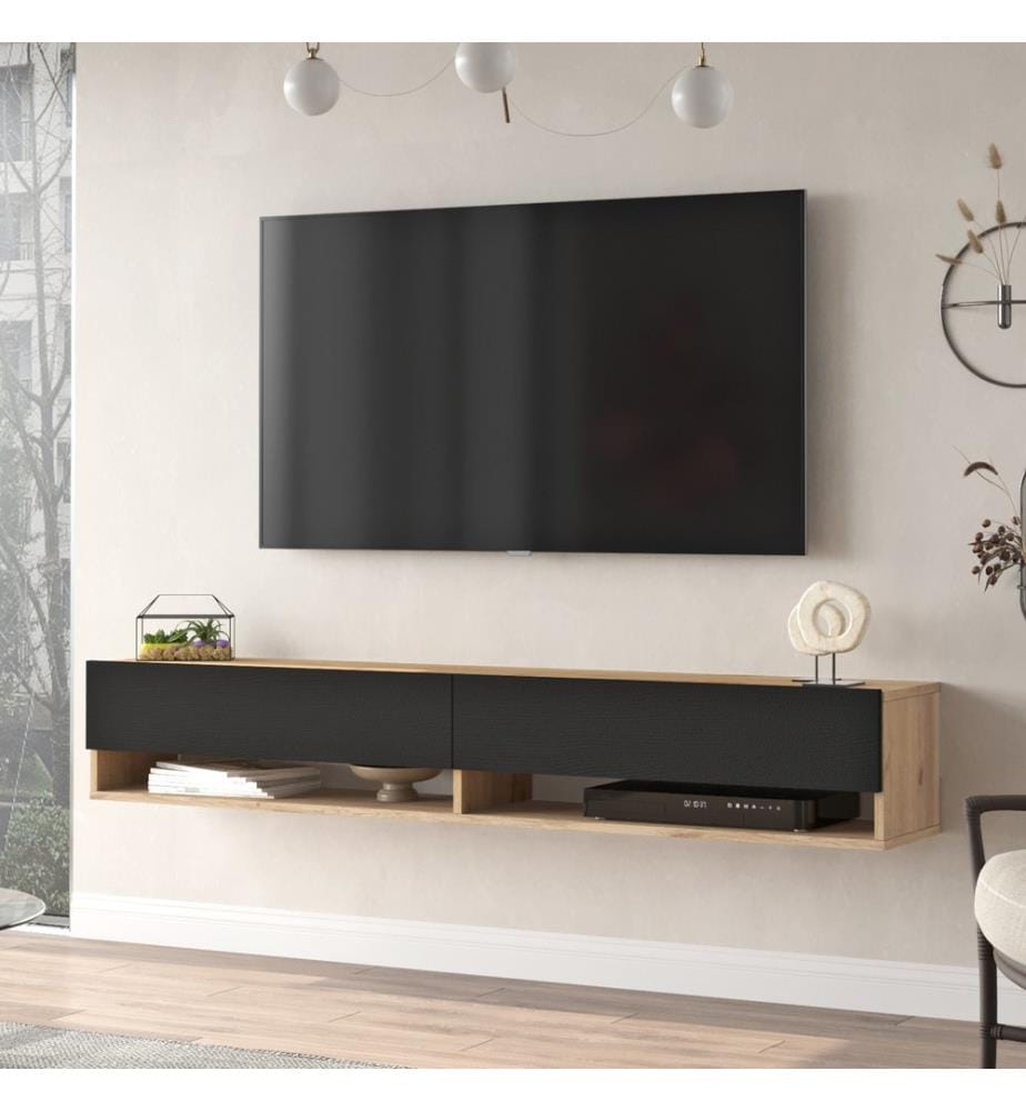Fernsehtisch Laitila 180x31.5x29.5 cm Eiche Schwarz