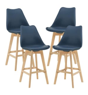 4er-Set Barhocker Barstuhl mit Rückenlehne Lublin Blau