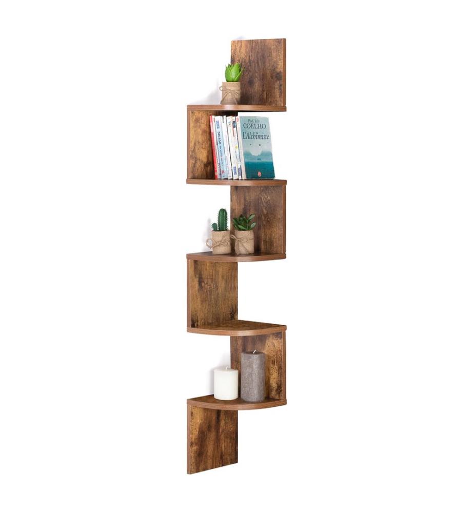 Corner Wall Shelf 20 x 20 x 120 cm - Dark Brown