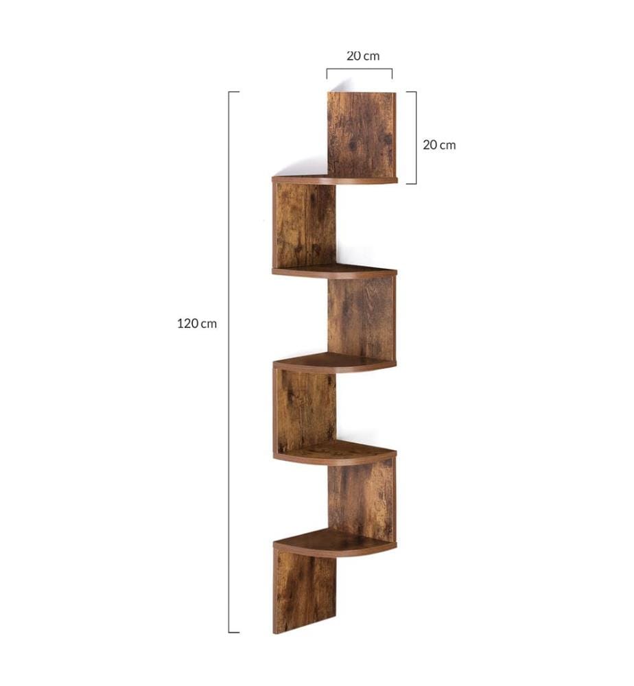 Corner Wall Shelf 20 x 20 x 120 cm - Dark Brown
