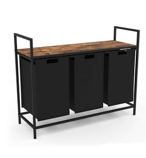 Elize Linen Basket 114L 93 x 33 x 72 cm - Black & Brown