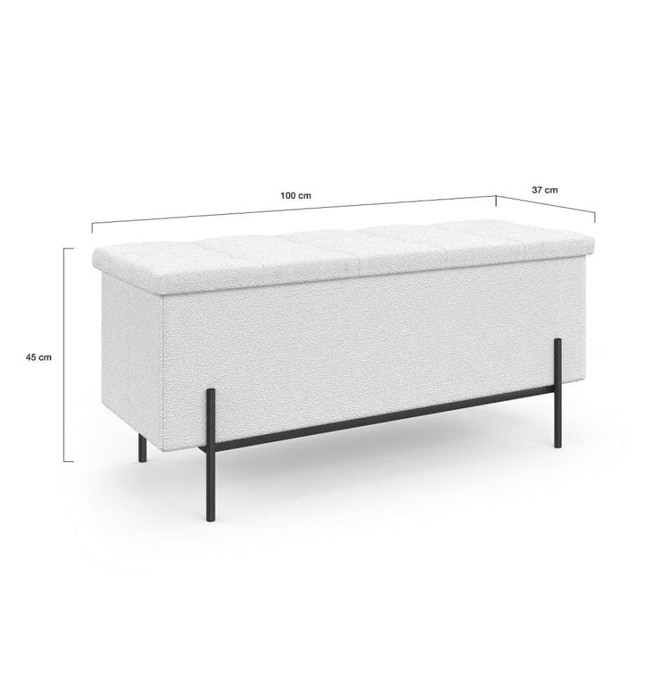Bench chest with gold legs Loan 100 cm - White