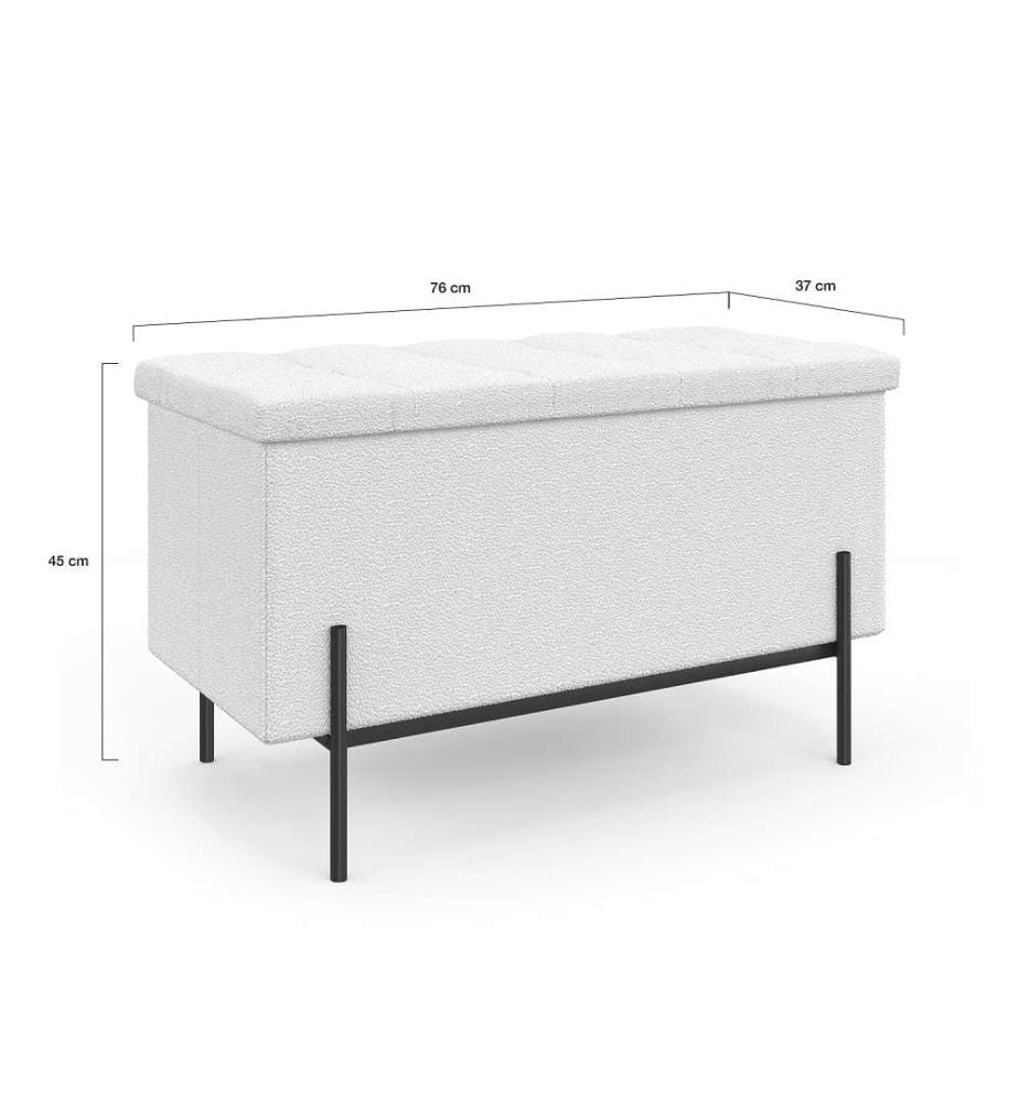 Bench chest with gold legs Loan 76 cm - White