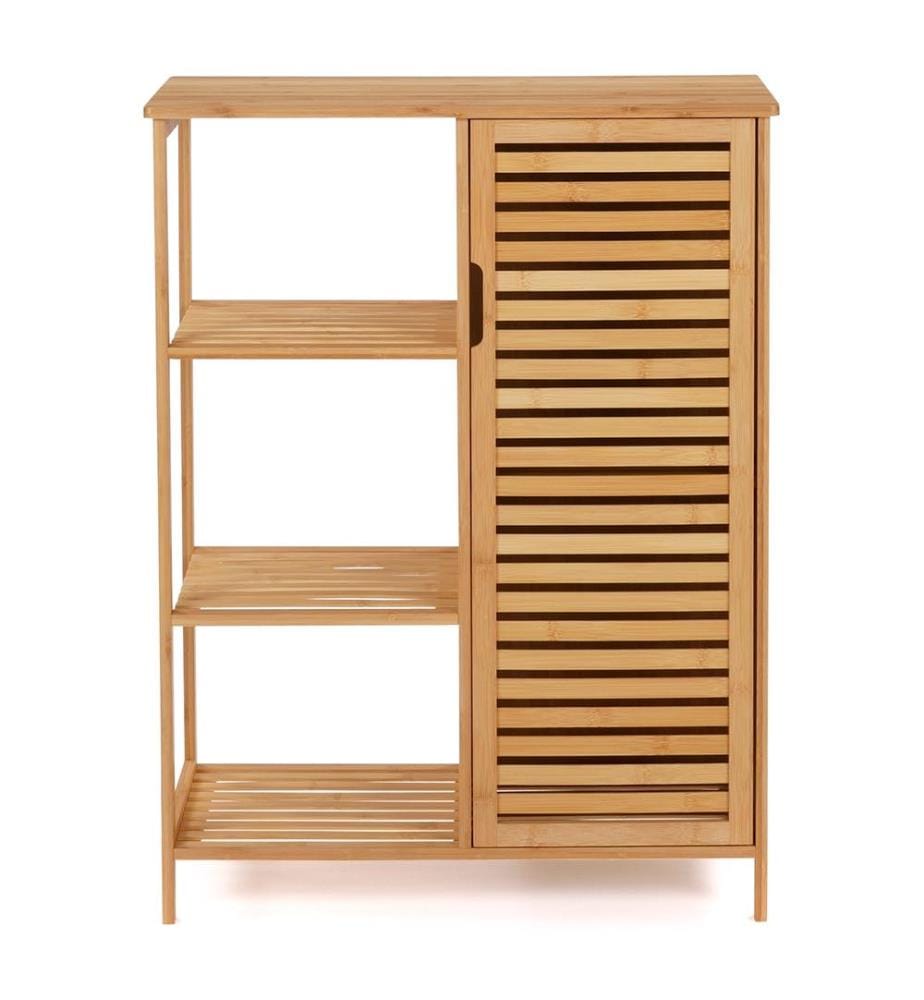 Maya 1-door bamboo bathroom cabinet - 66x33x87cm - Brown