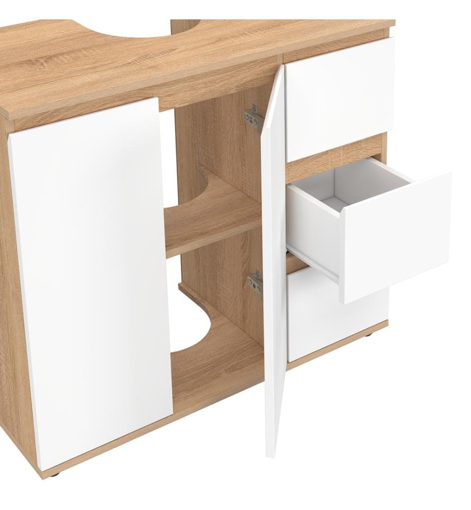 Tom vanity unit - White and Brown