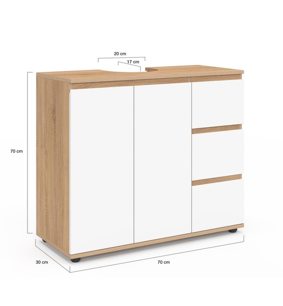 Tom vanity unit - White and Brown