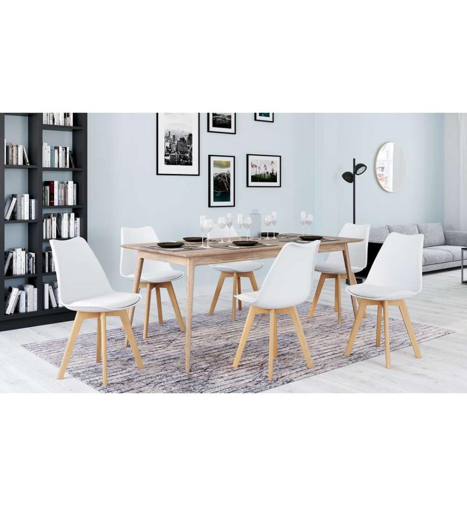 Set of 6 Nordia Chairs 46 x 51 x 79.5 cm - White & Wood