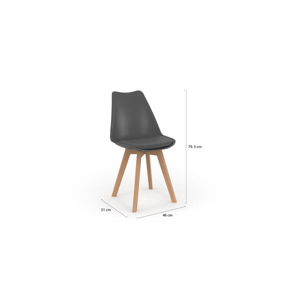 Set of 6 Nordia Chairs 46 x 51 x 79.5 cm - Grey