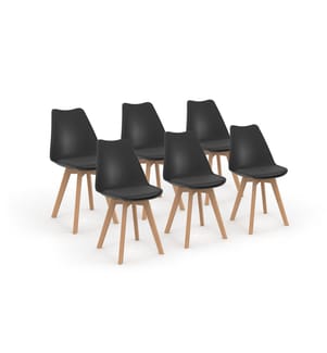 Set of 6 Nordia Chairs 46 x 51 x 79.5 cm - Black