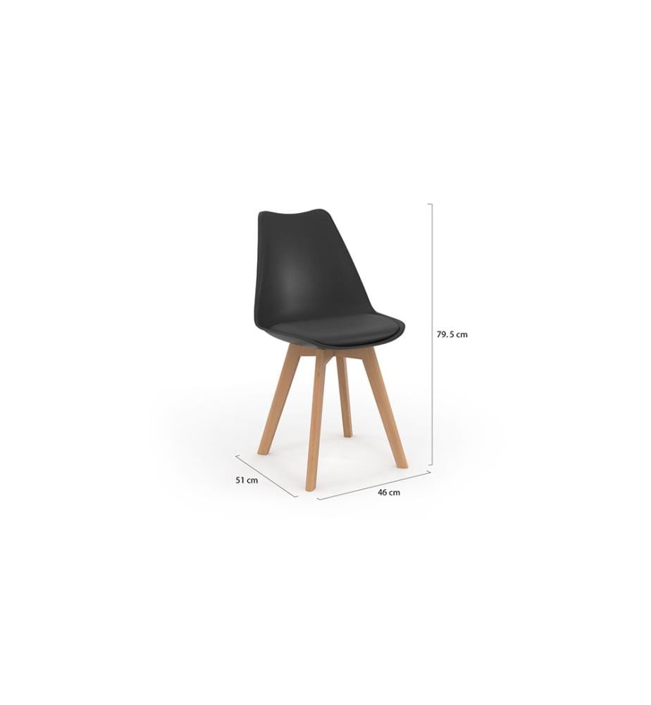 Set of 6 Nordia Chairs 46 x 51 x 79.5 cm - Black