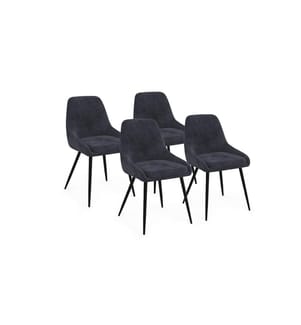 Set of 4 Olivia Chairs 47.5 x 54 x 79 cm - Dark Grey & Black