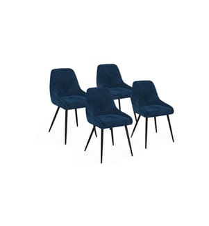 Set of 4 Olivia Chairs 47.5 x 54 x 79 cm - Dark Blue & Black