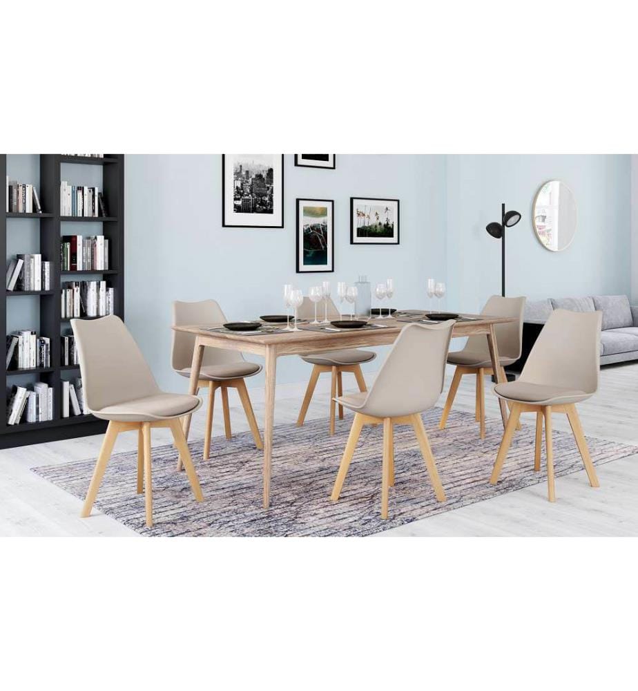 Set of 6 Nordia Chairs 46 x 51 x 79.5 cm - Beige & Brown