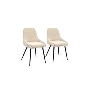 Set of 2 Olivia Chairs, cream-colored seat, metal legs - Cream, Silver