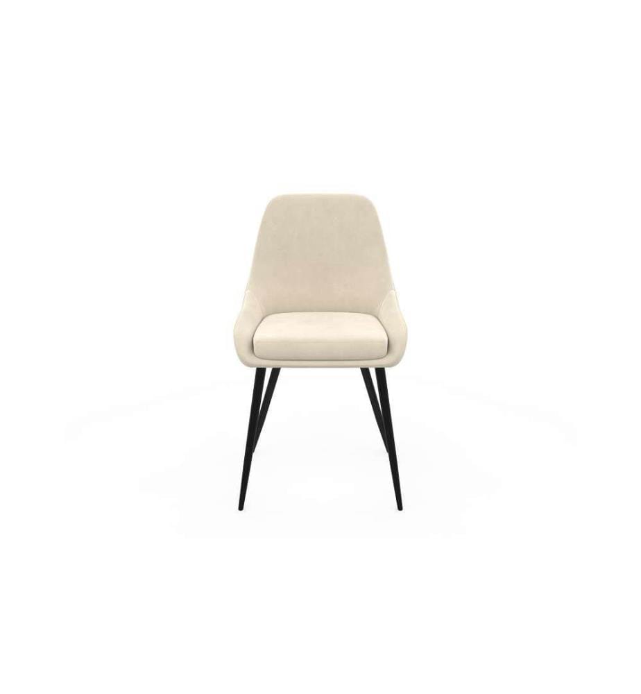 Set of 2 Olivia Chairs, cream-colored seat, metal legs - Cream, Silver