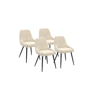 Set of 4 Olivia chairs, cream-colored seat, metal legs