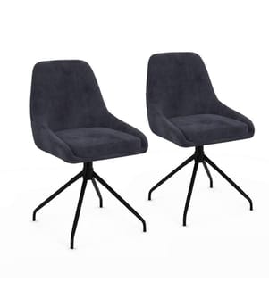 Set of 2 Olivia chairs, dark grey swivel seat, metal legs - Dark grey