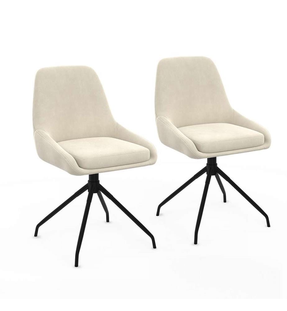 Set of 2 Olivia chairs, swivel seat, metal legs - Cream