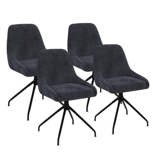 Set of 4 Olivia Chairs - swivel seat, metal legs - Dark Grey