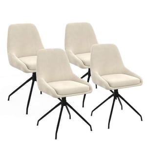 Set of 4 Olivia chairs, cream swivel seat, metal legs - Cream